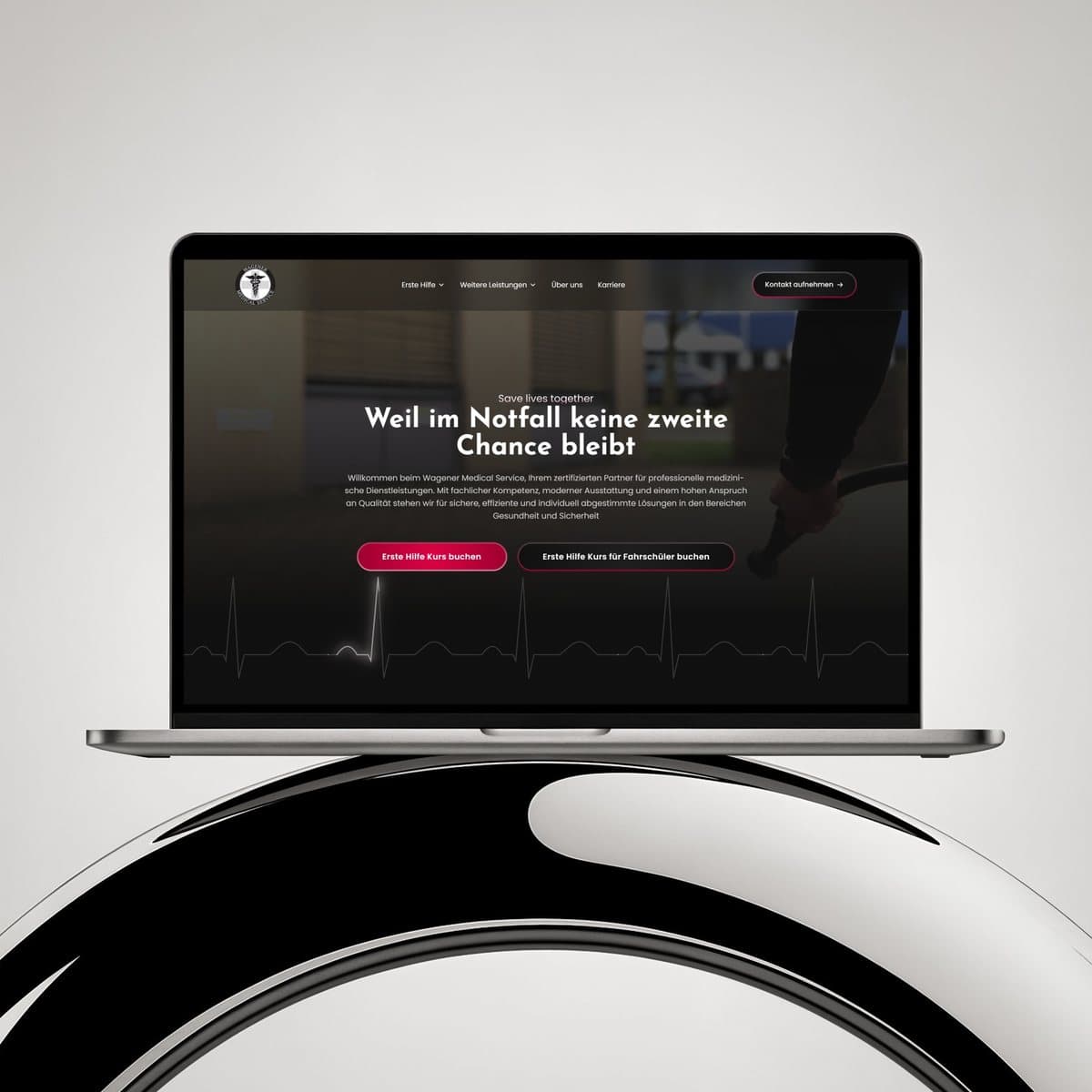 Von Corvux Digital neu gestaltete Website von Wagener Medical Service auf einem Laptop